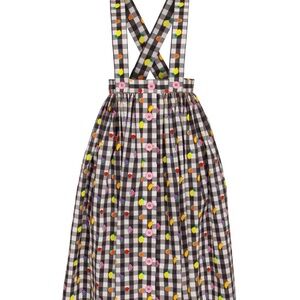 Hell Bunny Black and White Suspenders Classic Skirt